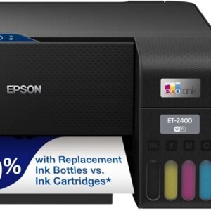 Epson EcoTank ET-2400 Wireless Color All-in-One Cartridge-Free Supertank Printer with Scan and Copy – Easy, Everyday Home Printing, Black